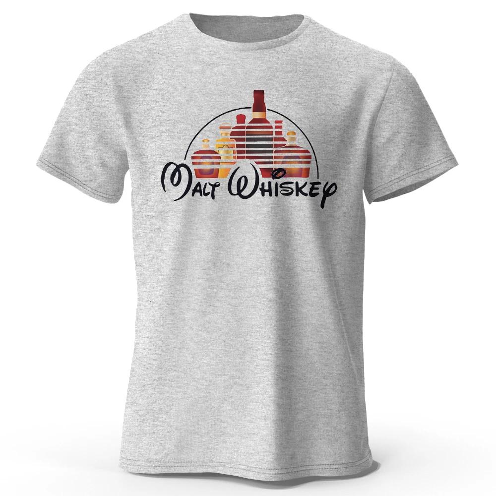 Summer men's malt whisky pattern printed T-shirt, 100% pure cotton fashionable streetwear top