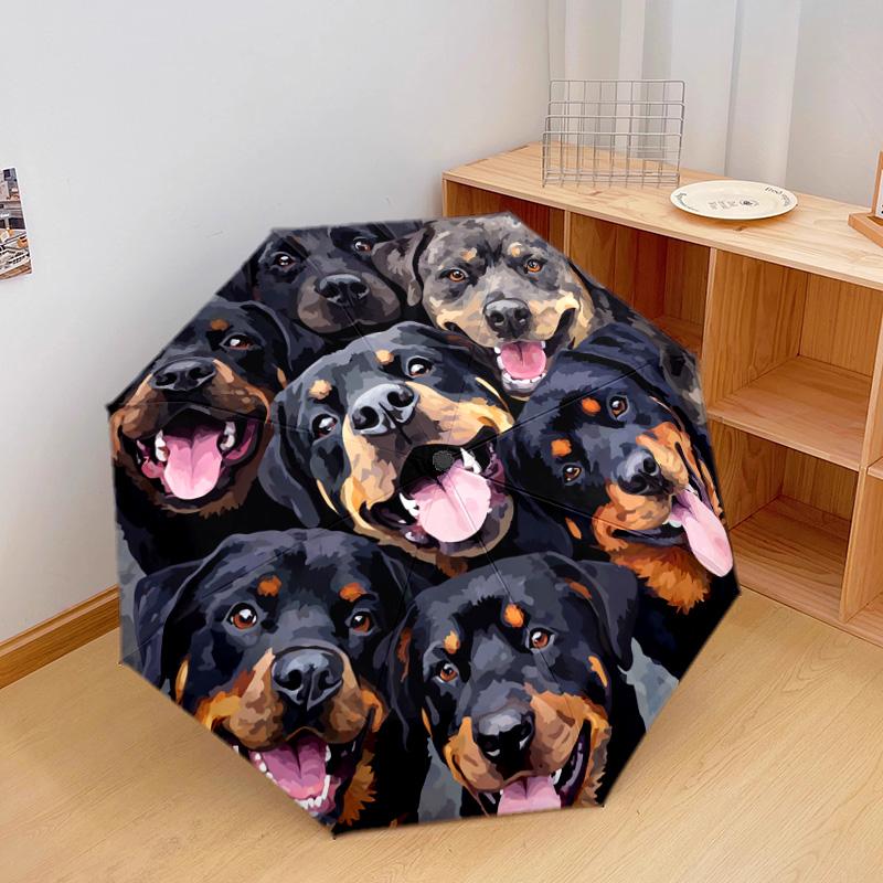1 PC Automatic Folding Umbrella - Rottweiler Pattern, Portable & Foldable Design with 8 Ribs, Christmas Birthday Gifts