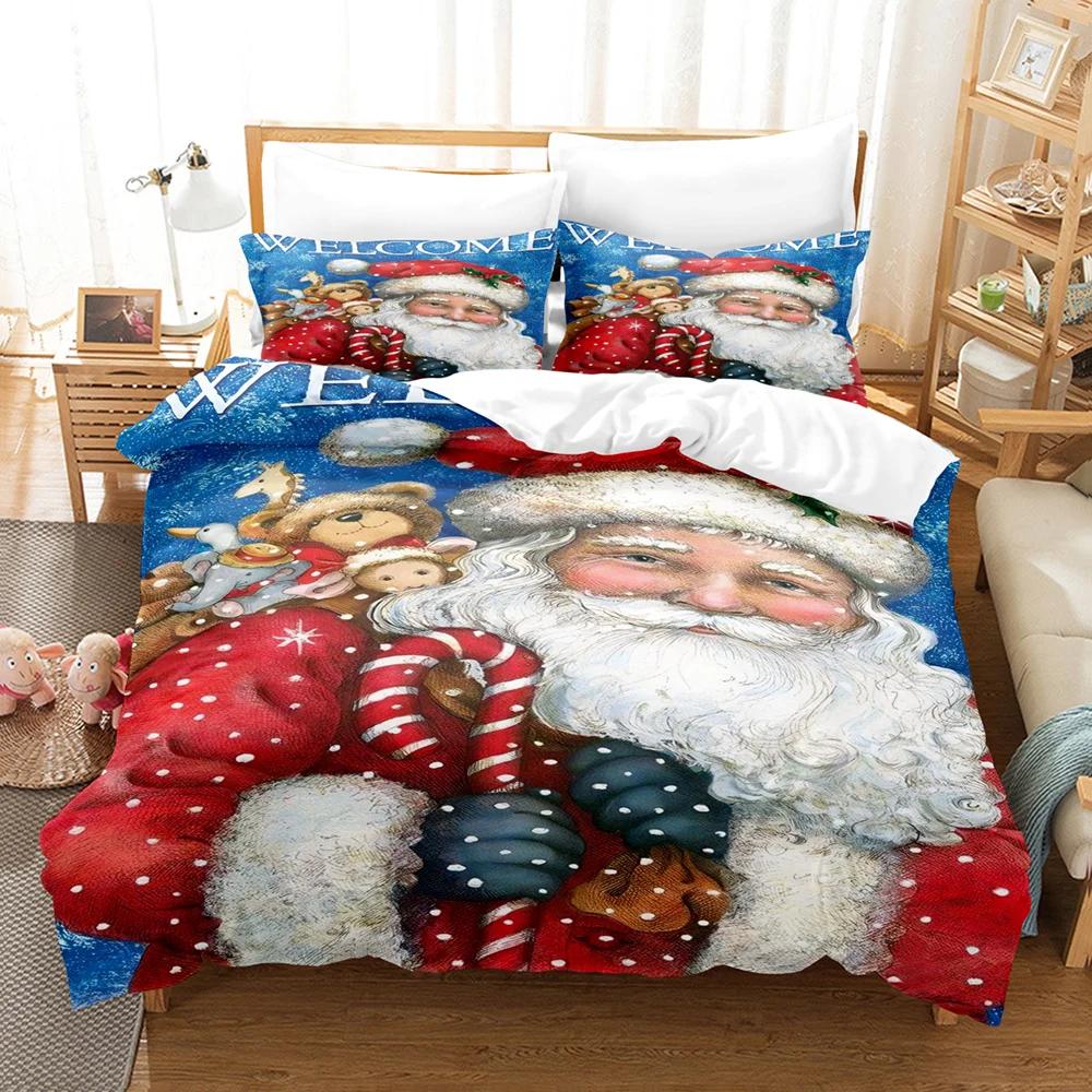 Set copripiumino alla moda 3 pezzi, Set biancheria da letto con stampa di gnomi natalizi a quadri, Copripiumino morbido e confortevole, Per camera da letto, Camera degli ospiti