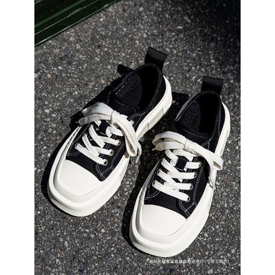 Canvas Shoes Men's 2 New Versatile Trendy Brand High-end Sense Flat Shoes Board Shoes Men's Super Pull Thick Sole Design Sense