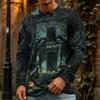 Men's Halloween Print Fashion Neck Long Sleeve T-Shirt
