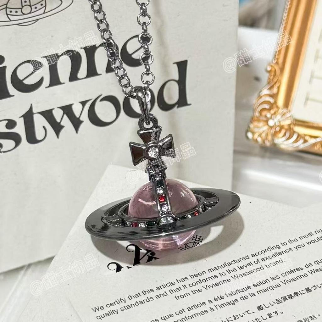 Vivienne Glacier Blue ORB Necklace - Women's European & American Style 3D Planet Saturn Pendant