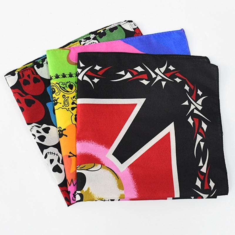 Hip Hop Tryckta Damhuvuddukar Fyrkantig Halsduk Bandana Handduk Hårscarfar