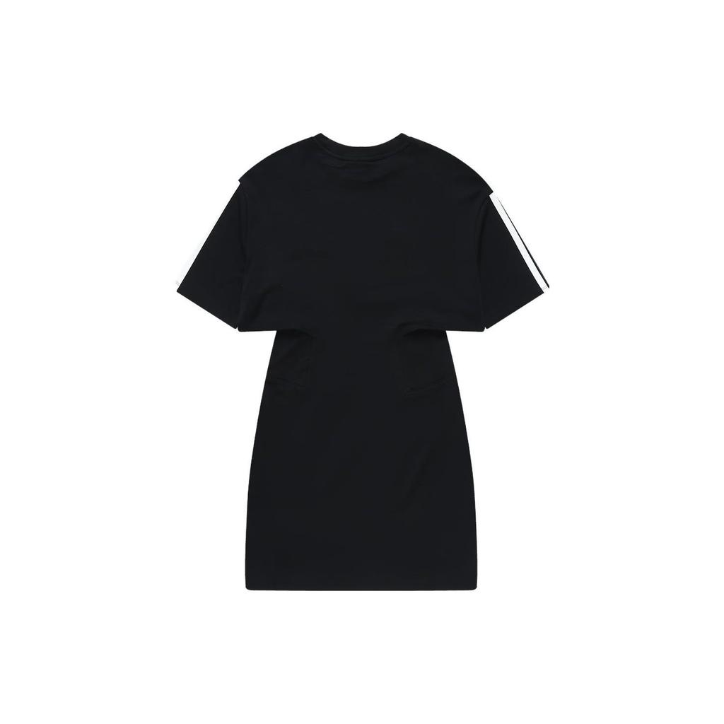 Fila Fusion Inline Letter Print Trendy Sports Slim Fit Short Sleeve Dress Women Dresses Black T11W332306F-BK