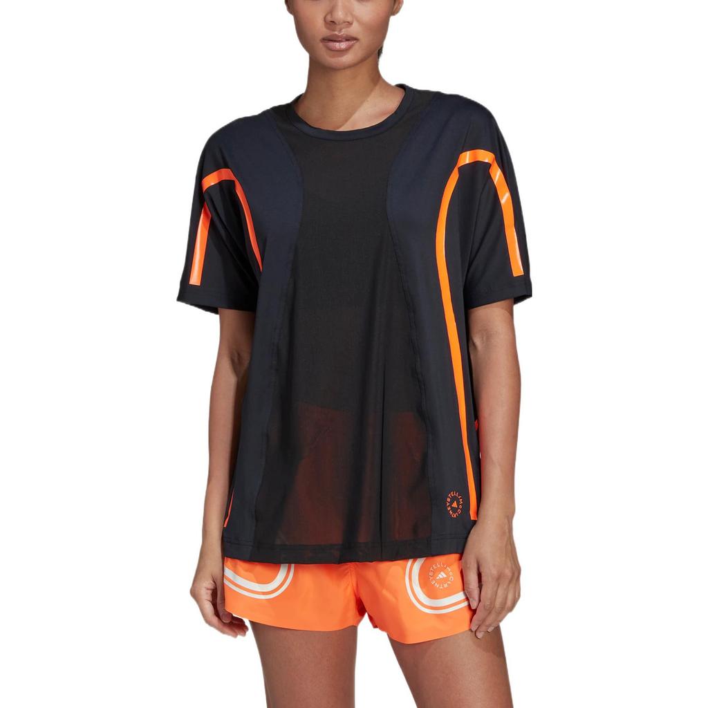 adidas X Stella McCartney Maglietta Sportiva da Donna a Maniche Corte Traspirante Girocollo Vestibilità Ampia Nera HD9113