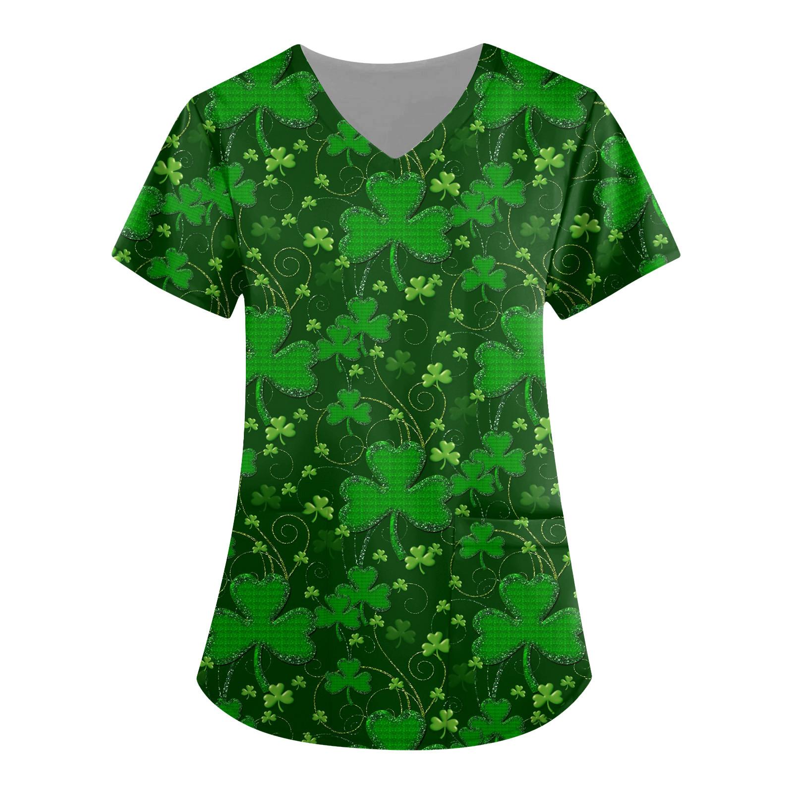 

Женские модные топы с v-образным вырезом и короткими рукавами с принтом, униформа для медсестер XXXL