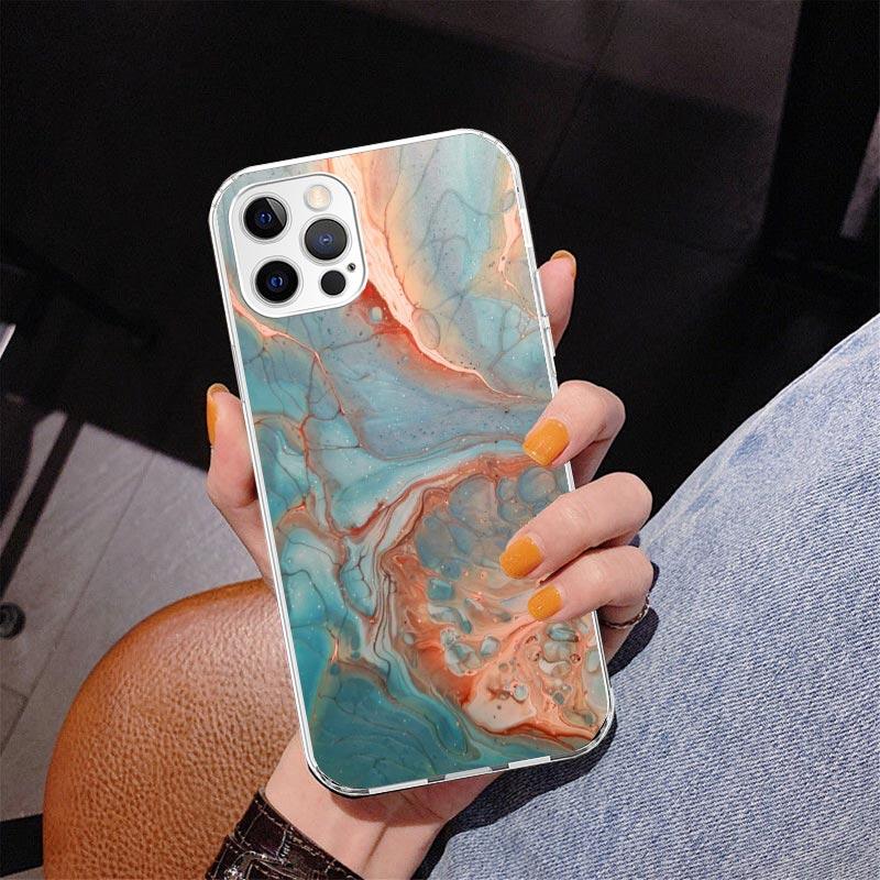Fashion Gold Pink Geometric Marble Phone Case For iPhone 17 Air 16 Pro Max 16E 15 + 14 Plus 11 12 13 Mini 7 8 SE Gift Print Cove