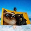 Süßes Katzen Strandtuch, Siamesische & Schwarze Katze Peeking Print Übergroßes Badetuch, Weich Schnelltrocknend Katzenliebhaber Sommer Stranddecke