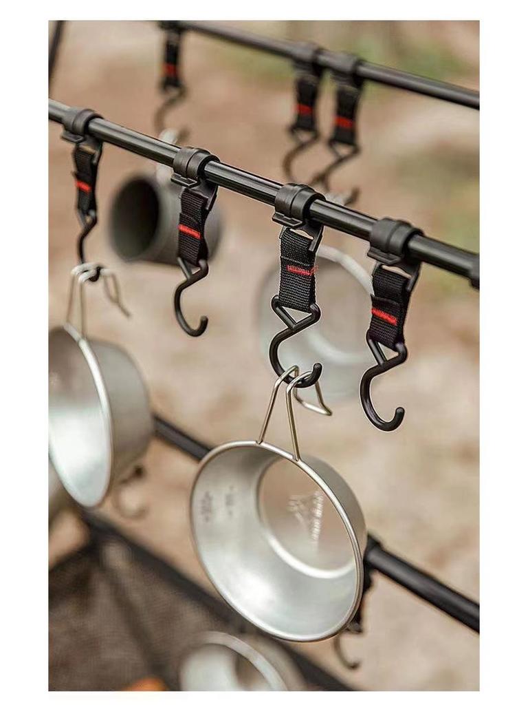 Portable Double-Layer Foldable Storage Rack with Mesh Bag for Outdoor Camping, Self-Driving Tours, Home Use, and Picnics.