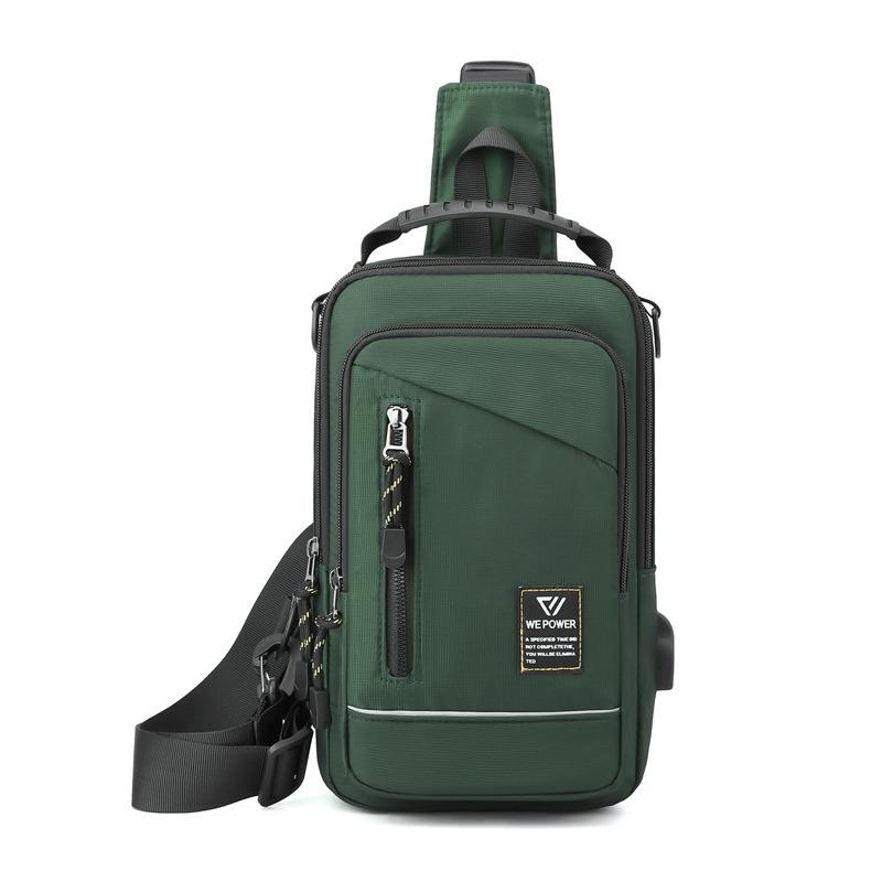 Men Sling Backpack Cross Body Chest Shoulder Bag Rucksack with USB Charging Port Travel Nylon Male Small Rucksack Messenger Bags