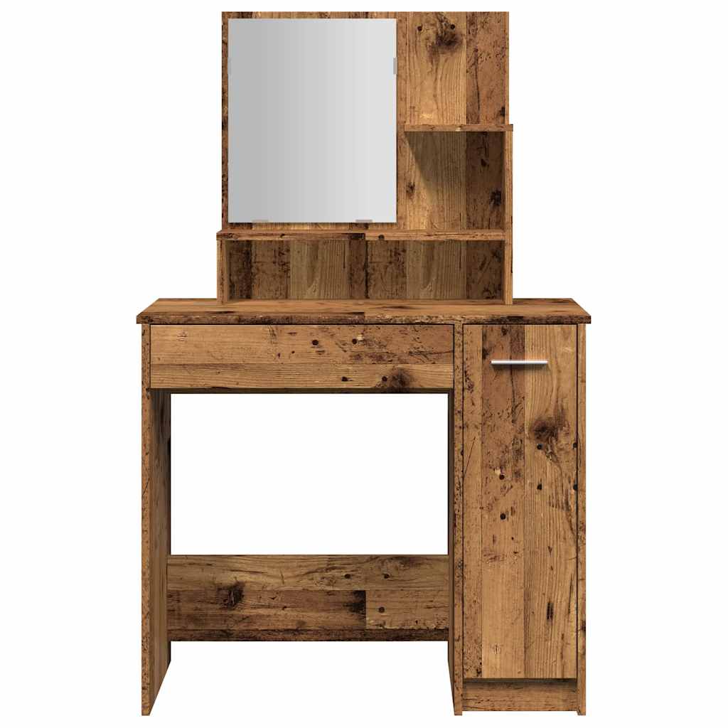 Makeup Table with Mirror Rustic Wood Look 86.5 X 35 X 136 Cm