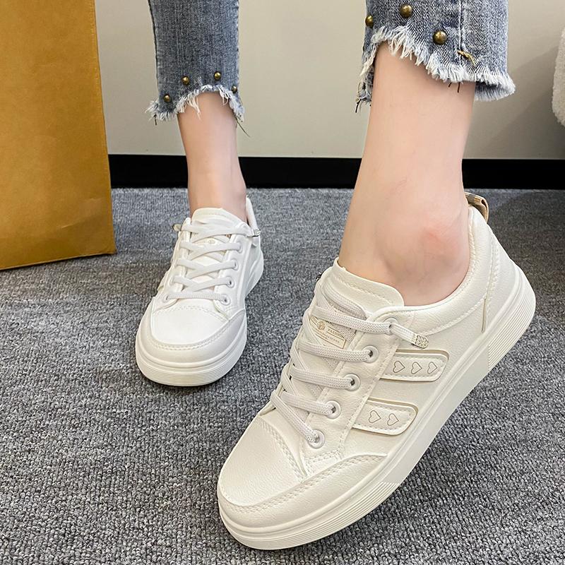 Women Casual Shoes Breathable Black White Pu Leather Sneakers Fashion Driving Walking Tennis Shoes for Woman Skate Flats