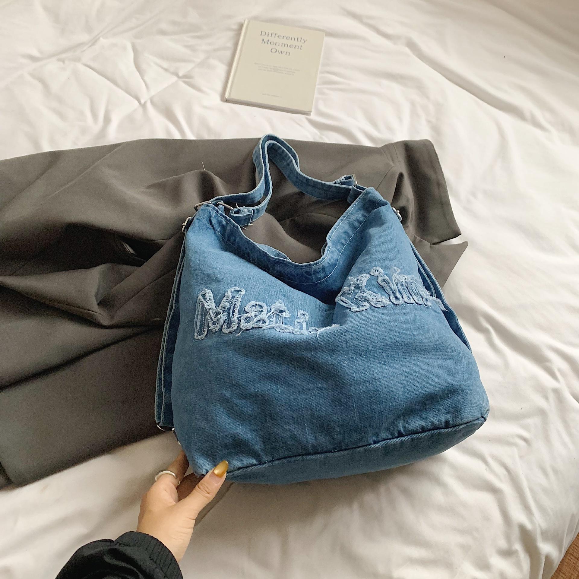 Ретро повседневная многофункциональная сумка-тоут женская новая нишевая джинсовая сумка-рюкзак большой вместимости для студентов