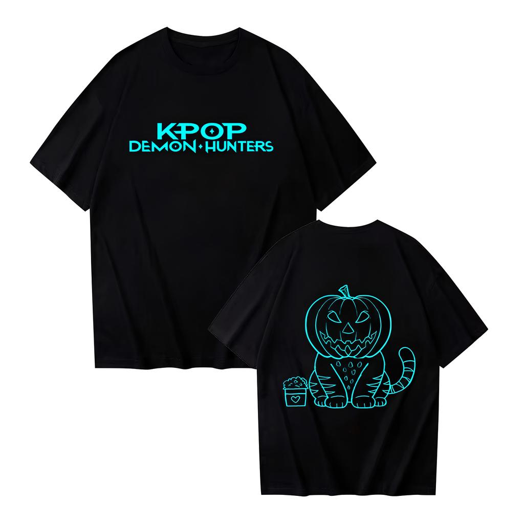 Women's Casual Cotton Luminous Print T-shirt Round Neck Pullover Short Sleeve Top