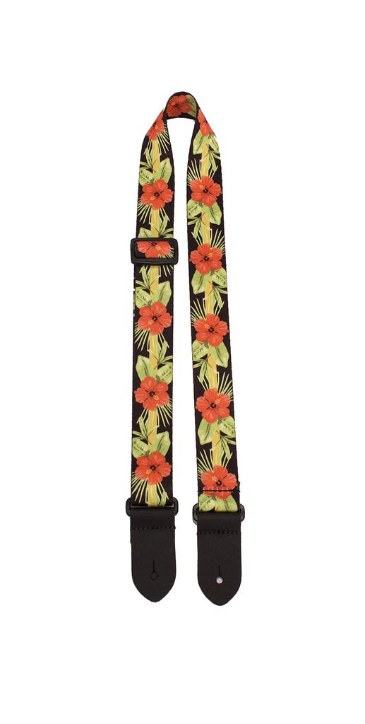Hibiscus Design Polyester Ukulele Strap Red Perri's 1.5" Color