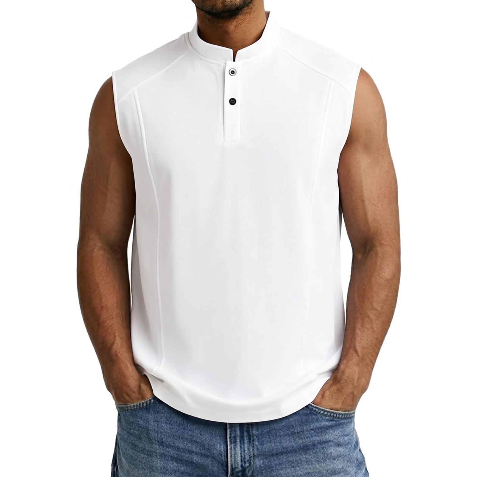 Men s Stand Collar Single-Breasted Vest Casual Comfortable XXXXL