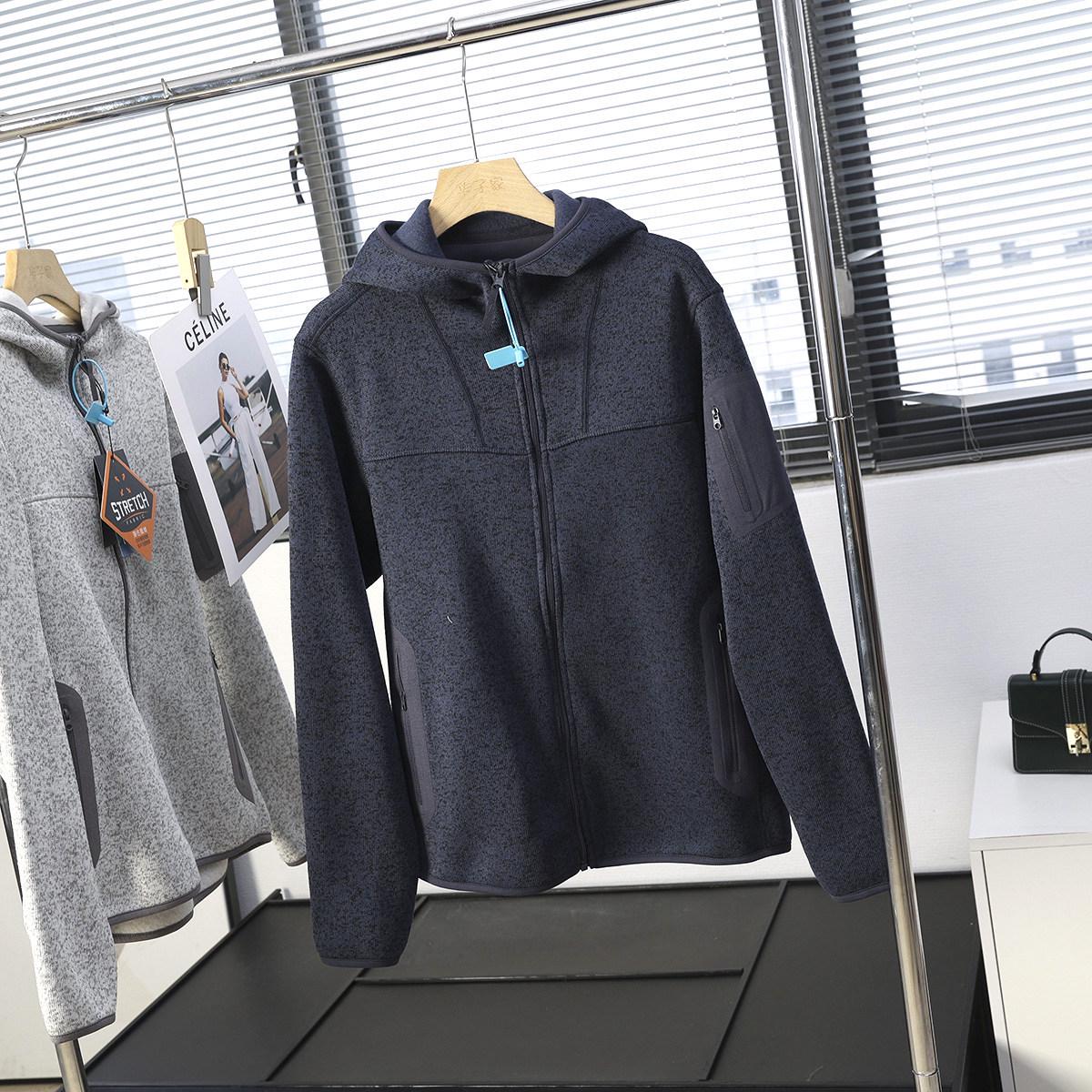 Unisex Windproof Fleece-Lined Hooded Jacket for Autumn & Winter L (approx. 120-140 jin)