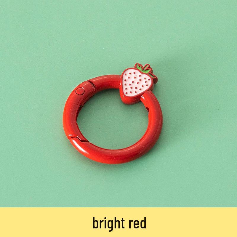 Baked Paint Strawberry Spring Ring Keychain Jewelry Hardware Accessory
