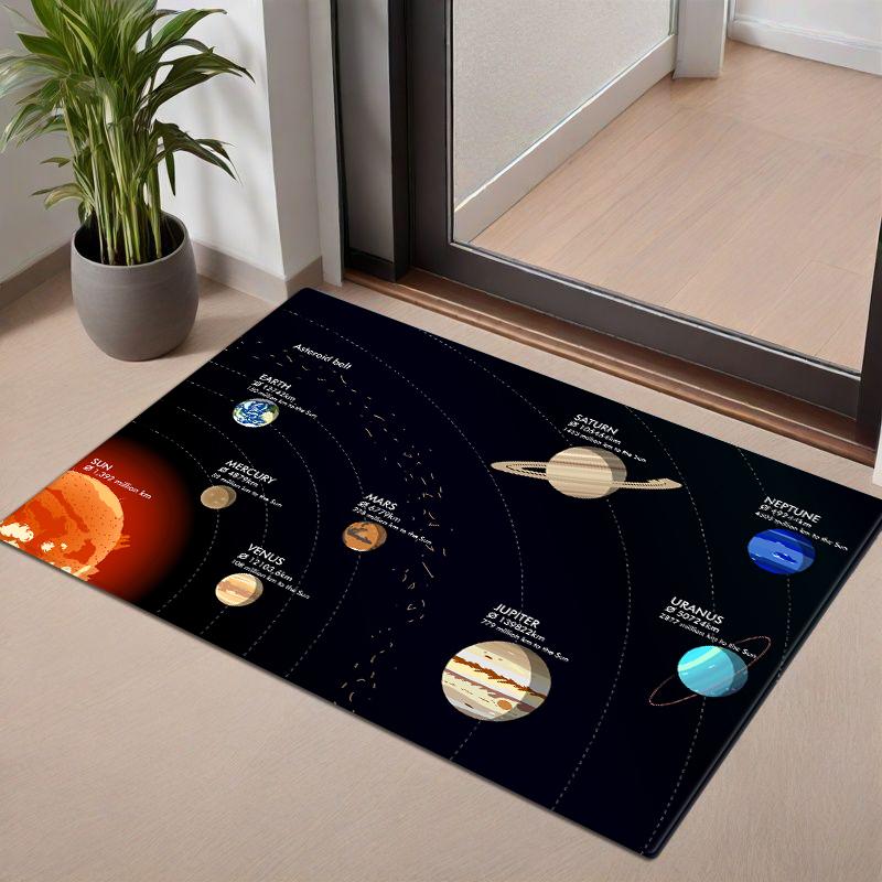 .Cartoon 3D Planeten Universum Muster Fußmatte Memory-Schaum Ultraweich Saugfähig Bodenmatte für Küche Schlafzimmer Toilette Waschraum