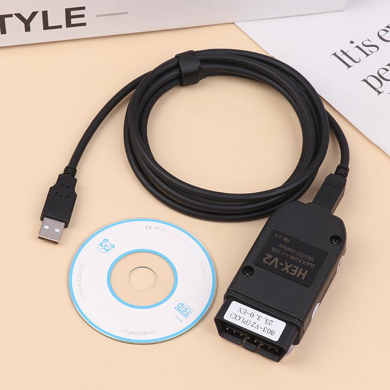 Hex V2 Cable Vcds Interface 24.7 Atmega162 5054 Usb Interface For Multi-Brand Cars Detector Supports English