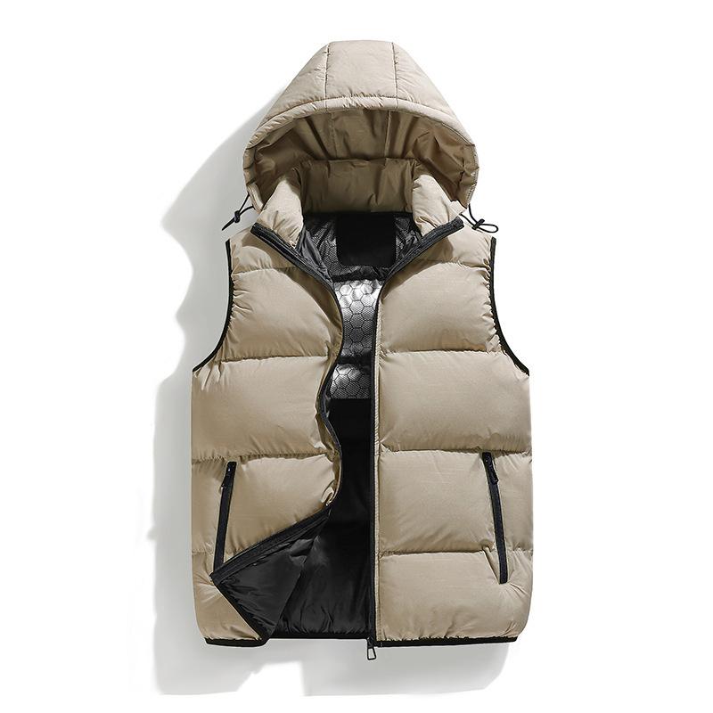 

Мужская осенне-зимняя хлопковая одежда без рукавов, зимний хлопковый жилет с графеновым теплосберегающим эффектом, модная куртка с капюшоном XL хаки