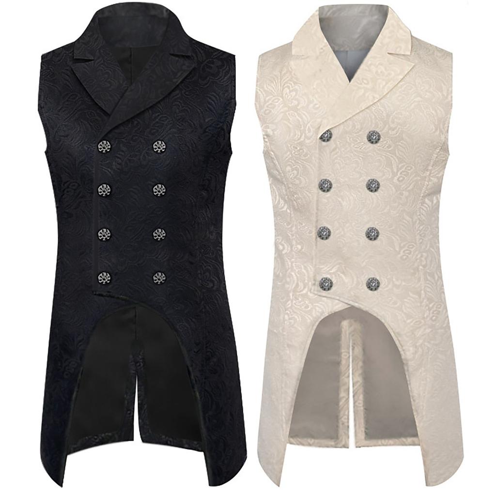 

Чоловіче готичне пальто в стилі стімпанк без рукавів з коміром у стилі панк, двобортне пальто, жилет, ластівчин хвіст XXL білий