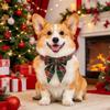 Soft Christmas Lattice Bow Dog Collar Adjustable Dog Drool Bibs Pet Dog Bow Tie  For All Seasons