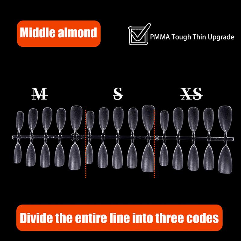 

300 Pcs/Bag Xs+S+M Three Size False Nail Tips Kit Soft Gel Full Cover Matte Press On Nails Clear Artificial Fake Nails 14