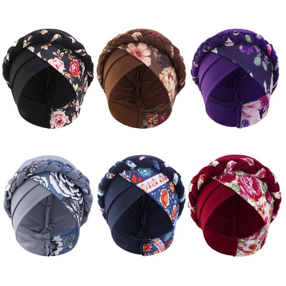 Flower Printed Chemo Hat Elastic Stretchy Hijab Cap Fashion Head Wraps Ladies Women