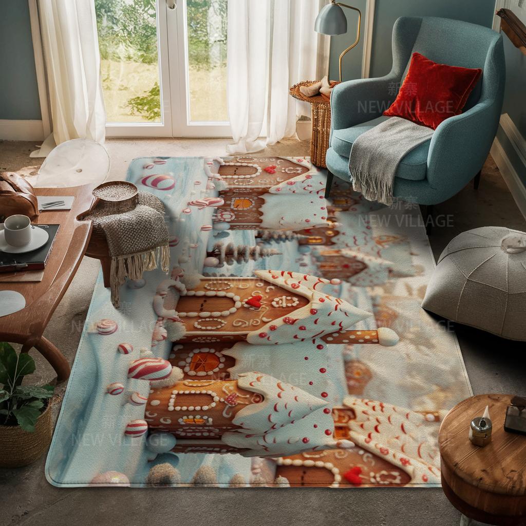 House Entrance Carpet Home Door Mat Living Room Bath Foot Bathroom Non-slip Water Absorption Rugs Bath Merry Christmas Winter