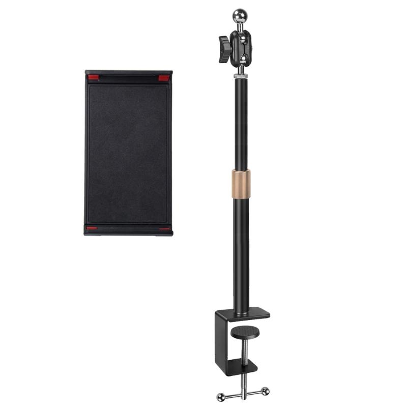 Extendable Rod Clamp Tablets Stand Mount Retractable Arm Phone Holder for Live Streaming Selfie Photography MultiPosition