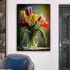Europa Classico Vintage Fiore Pittura su Tela Decorazione Murale Natura Morta con Fiori in Vaso di Vetro Poster Artistico Nordico Stampa Immagine