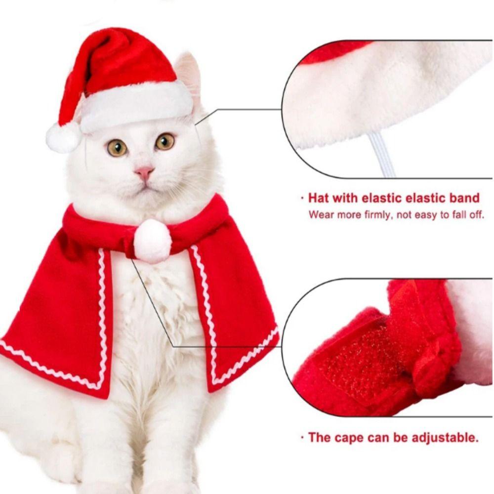 Comfortable Dog Christmas Cape Hat Adjustable Pet Xmas Hat  For Cat Dogs Puppy