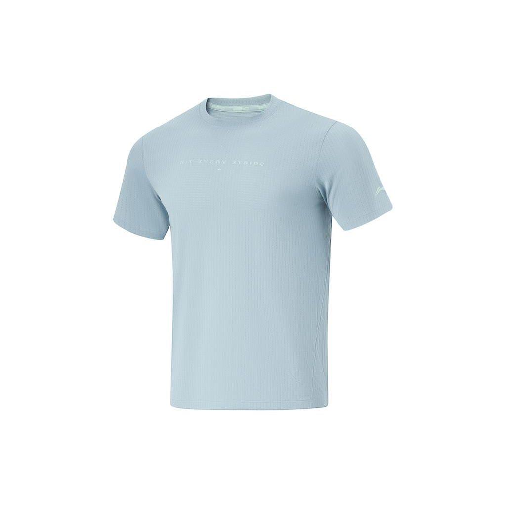 Li Ning Running Series Solid Color Reflective Crew Neck Short Sleeve T-Shirt Men Tops Fish-Eye-Green ATSU199-7