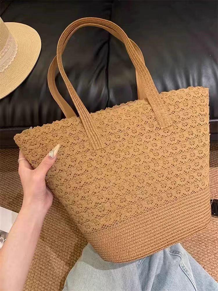 Women's Bag Ins New Simple and Fashionable Straw Bag Large Capacity Underarm Shoulder Hollow Woven Beach Bag Women