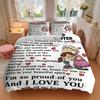 3pcs Grandma Granddaughter Quotes Duvet Cover Set, Cover For Bedroom Guest Room (1 Duvet Cover + 2 Pillowcase, Without Quilt),  Yy250922170