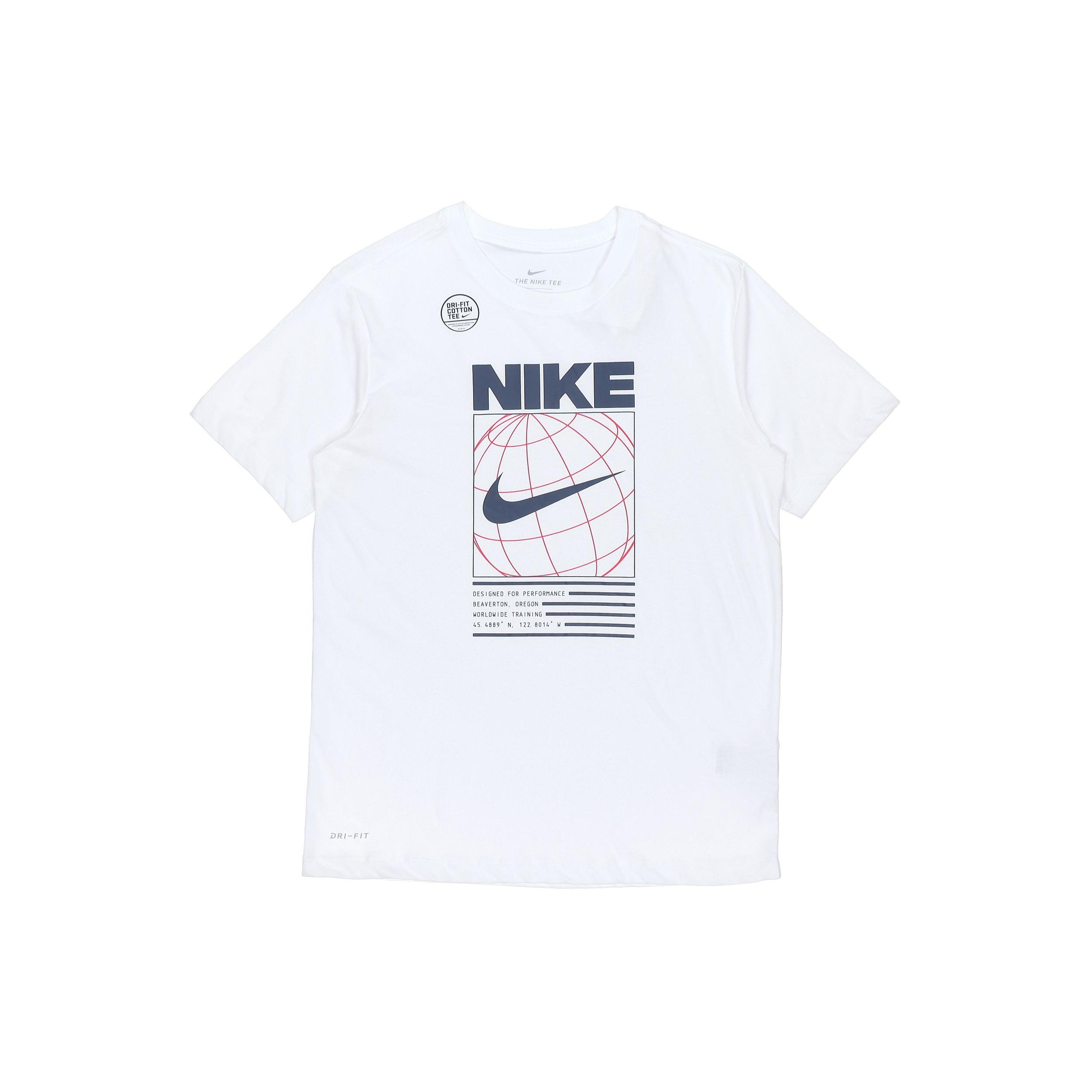 Nike Dri-FIT Geometry Pattern Logo Printing Quick-dry Sports T-Shirt Men s White DA1773-100 M