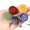Polished Seven-Color Agate Chakra Stone with Spiritual Symbols