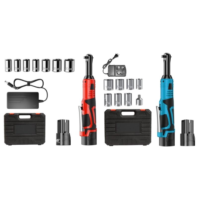 High Torques 90 Degree Pivots Ratchet Wrench Variable Speed Control Rechargeable Battery Comfortable Grip for Mechanical Tasks