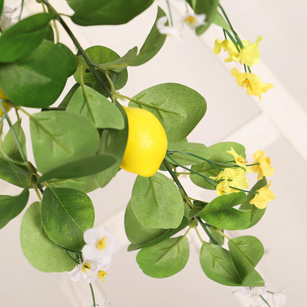 Lemon Teardrop Swag Plastic Hanging Artificial Lemon Wreath Fruit Swag for Front Door Summer Farmhouse Stairway