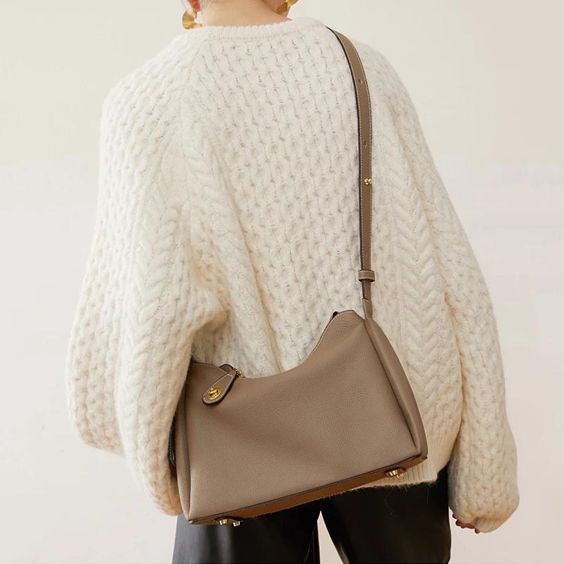 Female Natural Cowhide Soft Handbags Women's Cow Genuine Leather  Shoulder Bag Ladies Designer Luxury Crossbody Underarm Bags