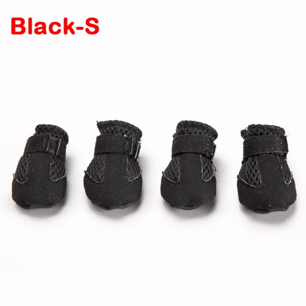 

4pcs/set Mesh Poodle Dog Shoes Anti-slip Pet Sandals New Dog Care Footmuffs Summer Black-S