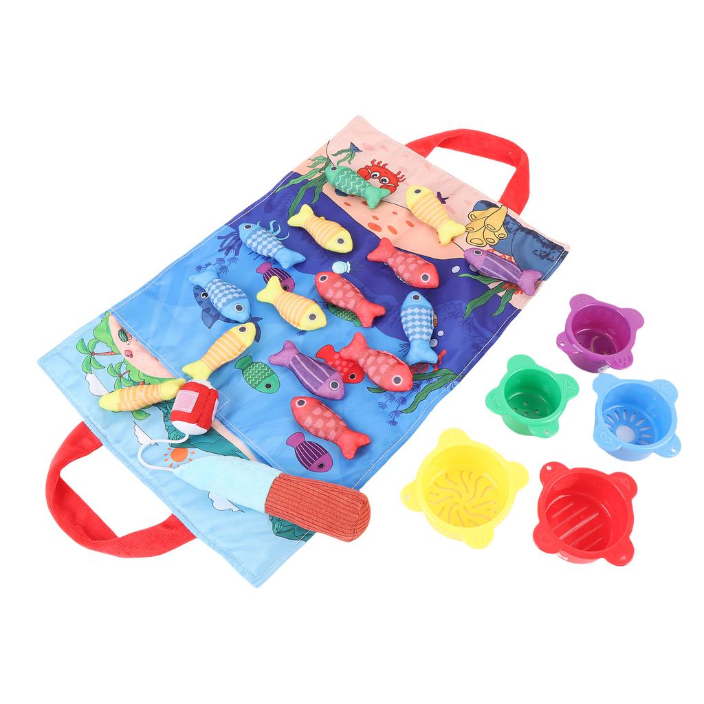 Cloth Fishing Game Cute Fun Portable Educational Early Learning Colorful Baby Fishing Toy with