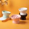 1pc Cat Bowl Ceramic High Footed Slow Food Anti Knock Slanted Mouth Neck Protection Pet Cat Dog Rice Bowl