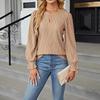 Women's Casual And Fashionable Color Round Neck Sleeve Long Sleeved Top