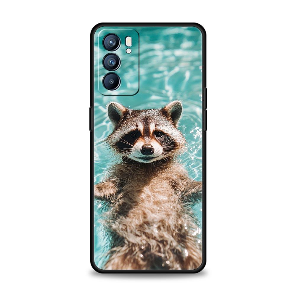 Raccoon Phone Case For Oppo A54 A53 A52 A15 A95 A16 A78 A79 A80 A98 4G Find X5 X6 Reno10 12 13 F Pro 5G Cover