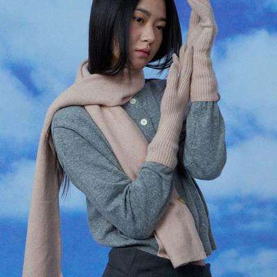 Knit Gloves and Muffler Set Peach
