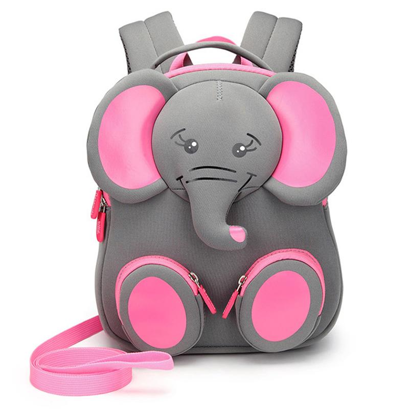 3D Elephant Design Kids School Backpack for Girls and Boys Fashion Animal Print Student Bag