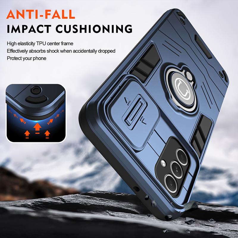 For Samsung A55 Slide Camera Lens Protector Armor Case For Samsung Galaxy A55 Military Grade Bumpers Magnet Ring Cover A55 5G
