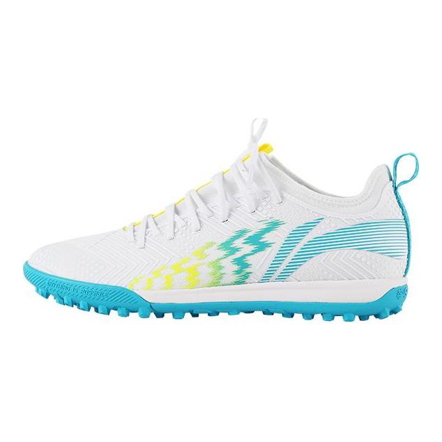 Li Ning TF Turf Cushioning Slip Resistant Abrasion Resistant Soccer Shoes Men's White Blue YSTU013-1